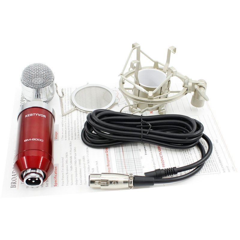 Microfono a condensatore professionale per studio di registrazione BM8000 con supporto per spina da 3,5 mm_voghion.com