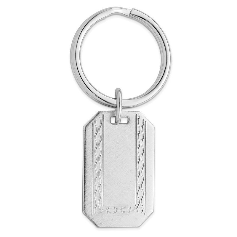 Rhodium-plated Kelly Waters With Engraveable Area Florentine Key Ring_voghion.com