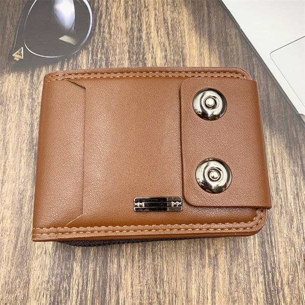 Portofel scurt pentru bărbați, portofel cu fermoar, portofel din PU, portofel cu mai multe carduri, potrivit pentru depozitare zilnică_voghion.com