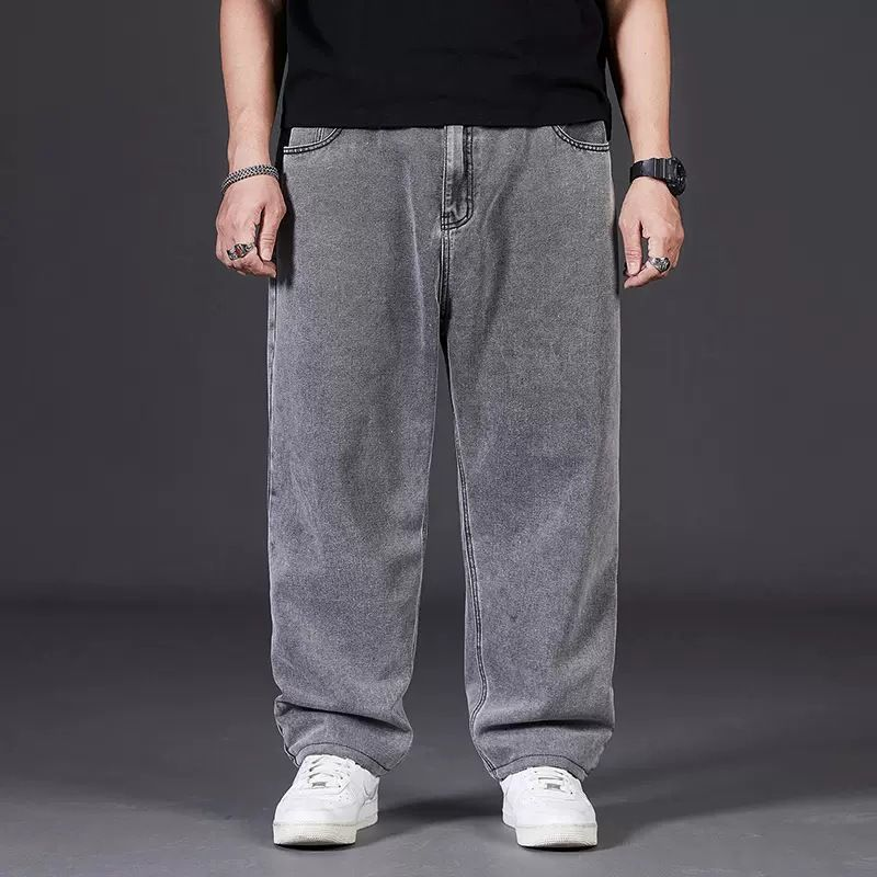 Jean ample pour homme, coupe ample et droite, jambes larges, taille élastique, longueur cheville._voghion.com