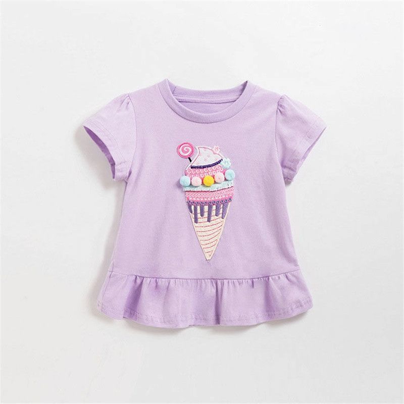 Kinderkleidung Mädchen Sommer Kurzarm T-Shirt Baby stilvolle Kinder Persönlichkeit trendige dreidimensionale Stickerei Spitze Kurzarm Top_voghion.com