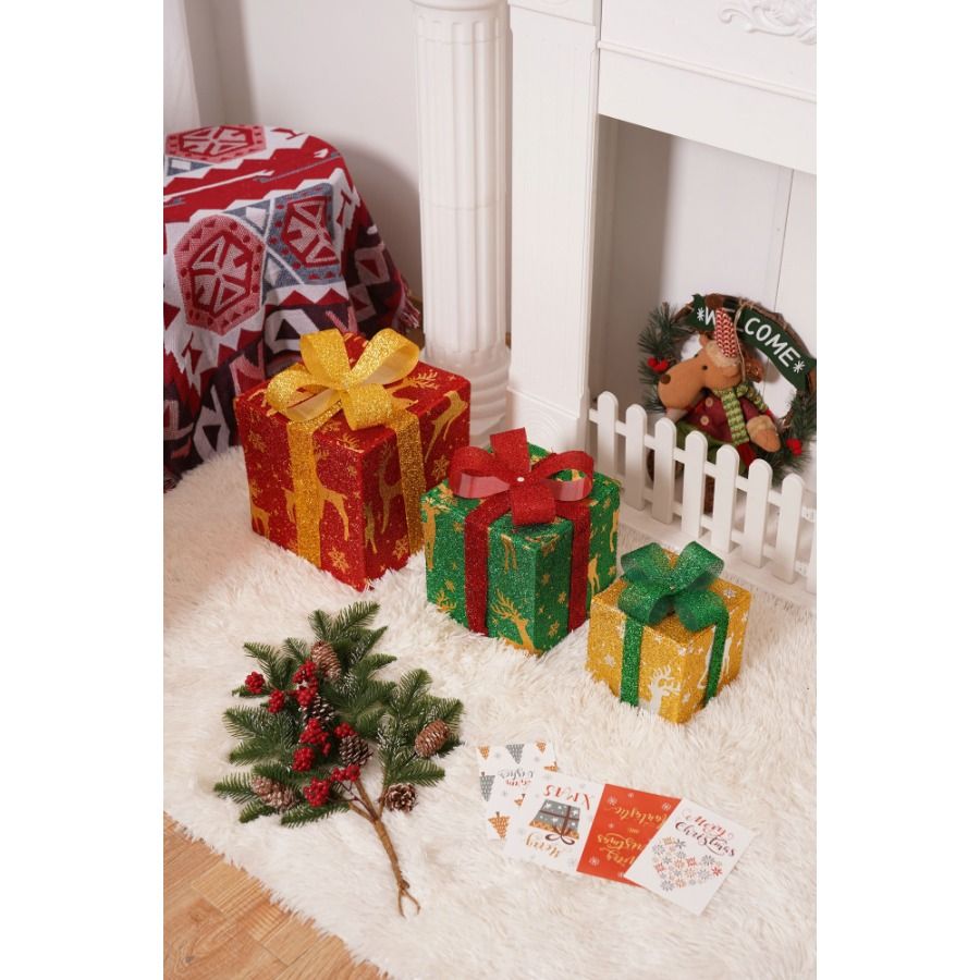 Scatola luminosa per regali e esterni Dration Dration LED Box Light per esterni e interni Natale Luce natalizia pieghevole Giardino e interni_voghion.com