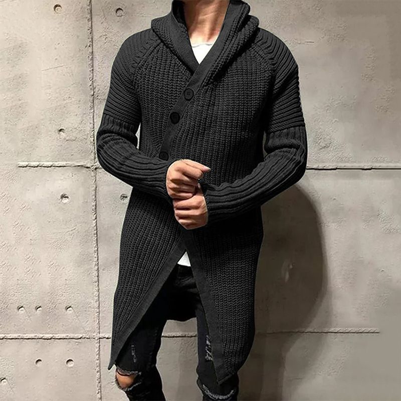 Neue Herbst- und Winterpullover für Herren in der langen Strickjacke mit Kapuze und Herrenbekleidung_voghion.com