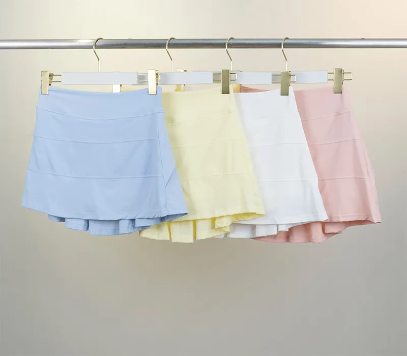 Spódnica sportowa damska Spodnie damskie letnie cienkie fitness bieganie przeciw wystawieniu na działanie czynników zewnętrznych dwuczęściowa spódnica plisowana z wysokim stanem spódnica do jogi_voghion.com