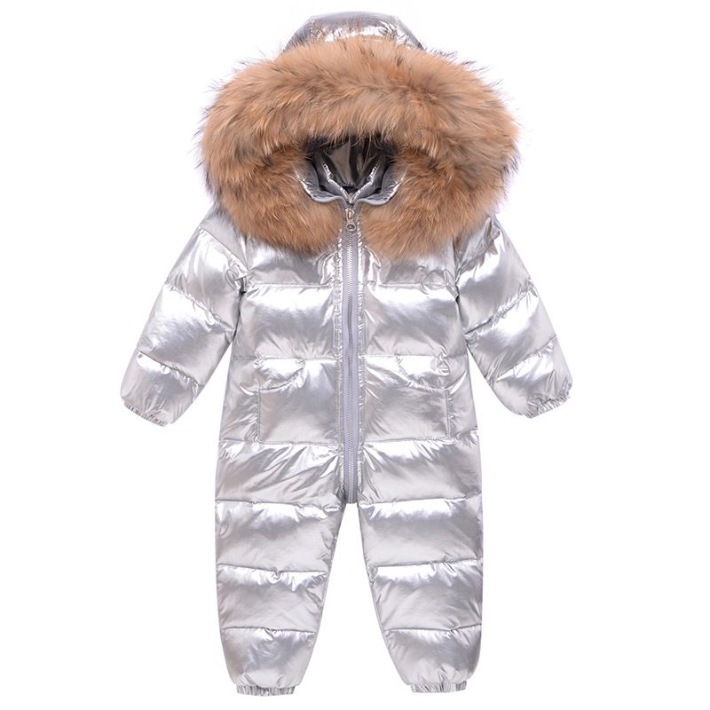 ​Baby Winter Puffer Jumpsuit - Warm & Soft Hooded Snowsuit For Boys & Girls (80-100cm, Pink/Black/Beige/Silver)​_voghion.com