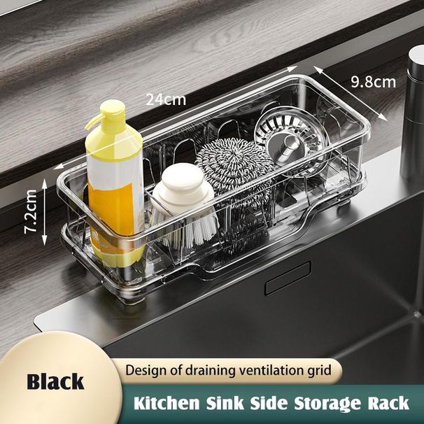 sponge Drain Rack Kitchen Dishwashing Basket Rack Sink Detergent Rag Countertop Storage Rack_voghion.com