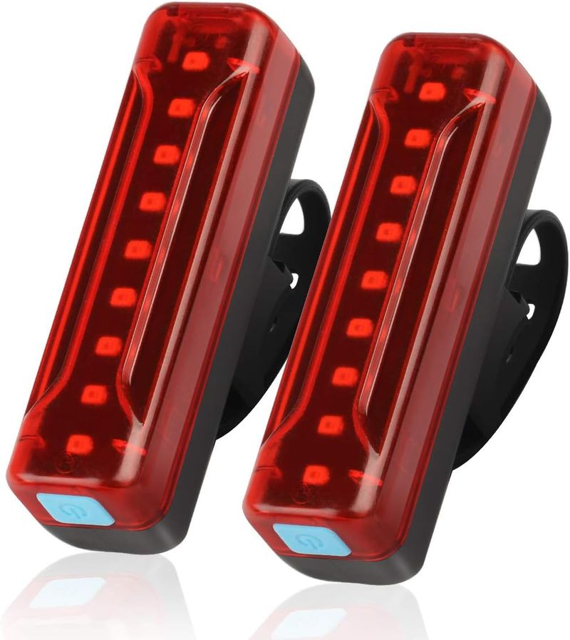 USB Rechargeable Bike Tail Light 2 Pack,1200mAh Runtime 50 Hours,Ultra Bright,5 Light Mode Options,IPX5 Waterproof(2 USB Cables Included)_voghion.com