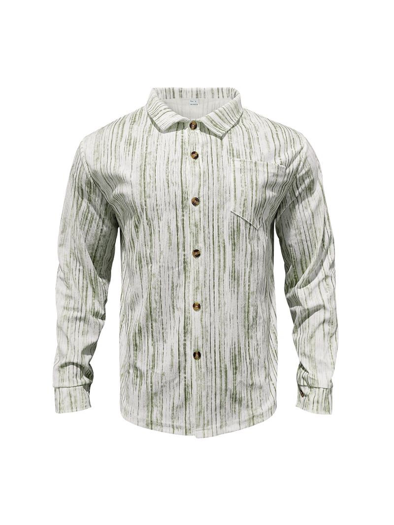 Gestreiftes Langarmhemd für Herren – Vintage-Look aus gebürsteter Baumwolle – Slim Fit Casual Button Down (S-XXXL)​_voghion.com
