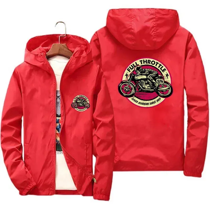 Motocyklowe męskie kurtki Cafe Racer Thin Windbreaker z nadrukiem Płaszcz dla rodziców i dzieci Chłopcy Dziewczęta Zamek błyskawiczny Duże rozmiary Odzież_voghion.com