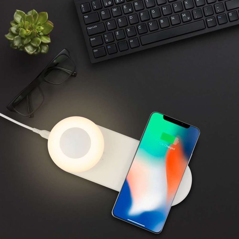Ambient Night Light Lantern Table Lamp With Wireless Charging Dot Samrtphone Charger_voghion.com
