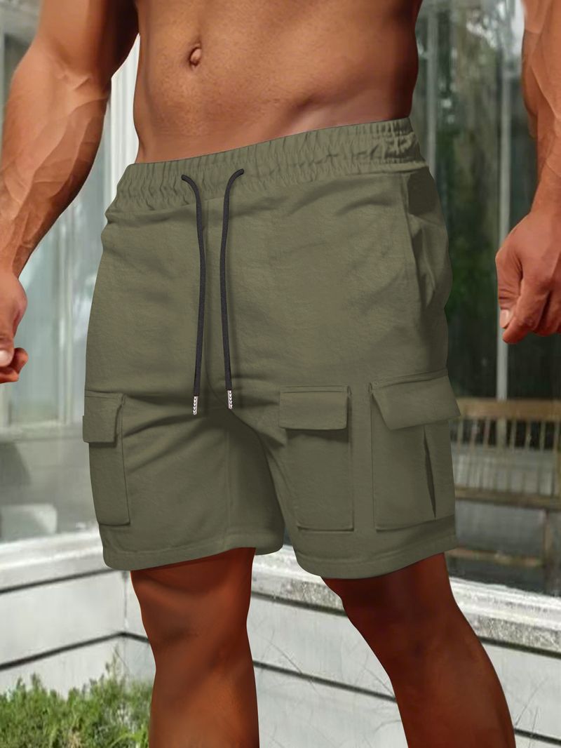 Abbigliamento da uomo, tuta sportiva corta da uomo con tasche multiple, pantaloncini fitness, pantaloncini sportivi casual_voghion.com