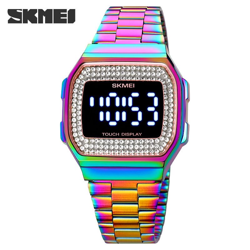 SKMEI 1807 divatos arany női digitális óra excel Rozsdamentes acél szalag vízálló Chronograph Simple Casual karóra_voghion.com