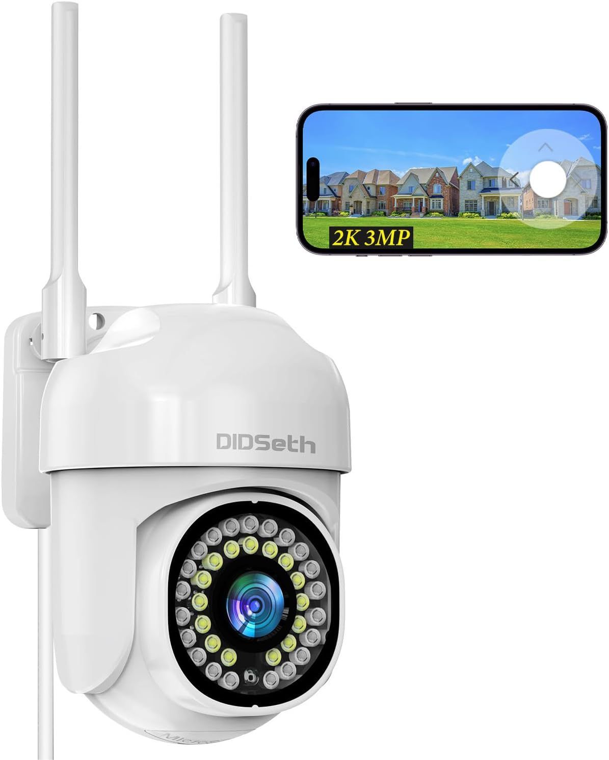 Telecamera di sicurezza PTZ - Copertura completa a 360°, Visione notturna HD 1080p, Audio bidirezionale, IP66 impermeabile, Visualizzazione remota tramite smartphone, Rilevamento del movimento_voghion.com