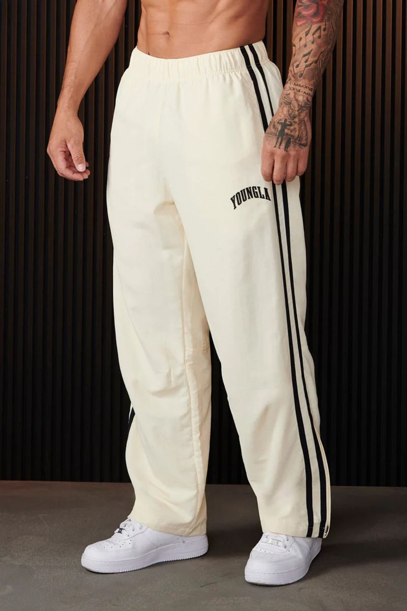 Men's Clothing  Sports Pants Double Stripe Stitching Printed Casual Pants Gym Sports Fitness Mid Waist Straight Pants_voghion.com