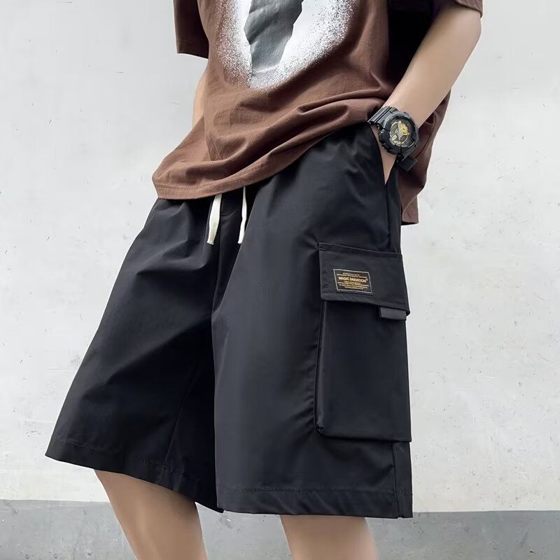 Vêtements pour hommes Tendance Étudiant Grande Poche Shorts De Travail Hommes Été Mince Lâche Fonctionnel Sport Décontracté Cinq Points Pantalons_voghion.com