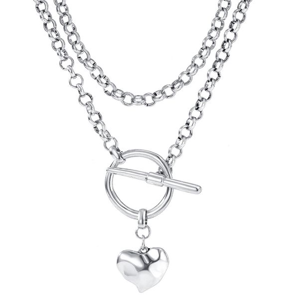 European And American Cross Border Love Hammered Necklace Personality Exaggerated Retro Temperament Old Fashion Jewelry All Match Chain Necklace_voghion.com