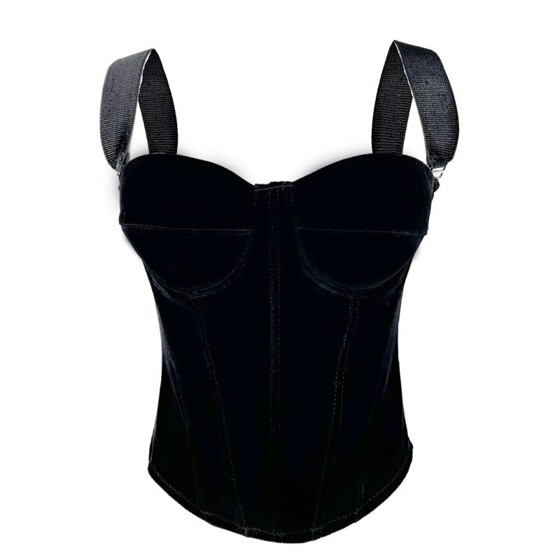 Cross Border Supply Schwarzer Samt-Reißverschluss-Stil High-End-Innenstrumpfhose Body Shaper Oberbekleidung Fischgräten-BH-Hosenträger_voghion.com