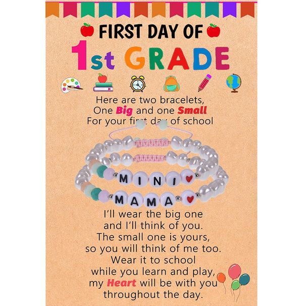 2025 Buntes Kristallsteinperlen-Mama/Mini-Set Back-to-School-Saisonkartenarmband_voghion.com