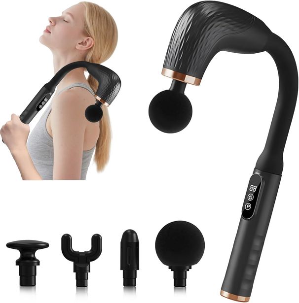 Gun Upgraded Extension Handle, Back For Pain Relief Deep Tissue, Muscles/Neck/Shoulders/Waist/Legs Massager With 4 Heads_voghion.com
