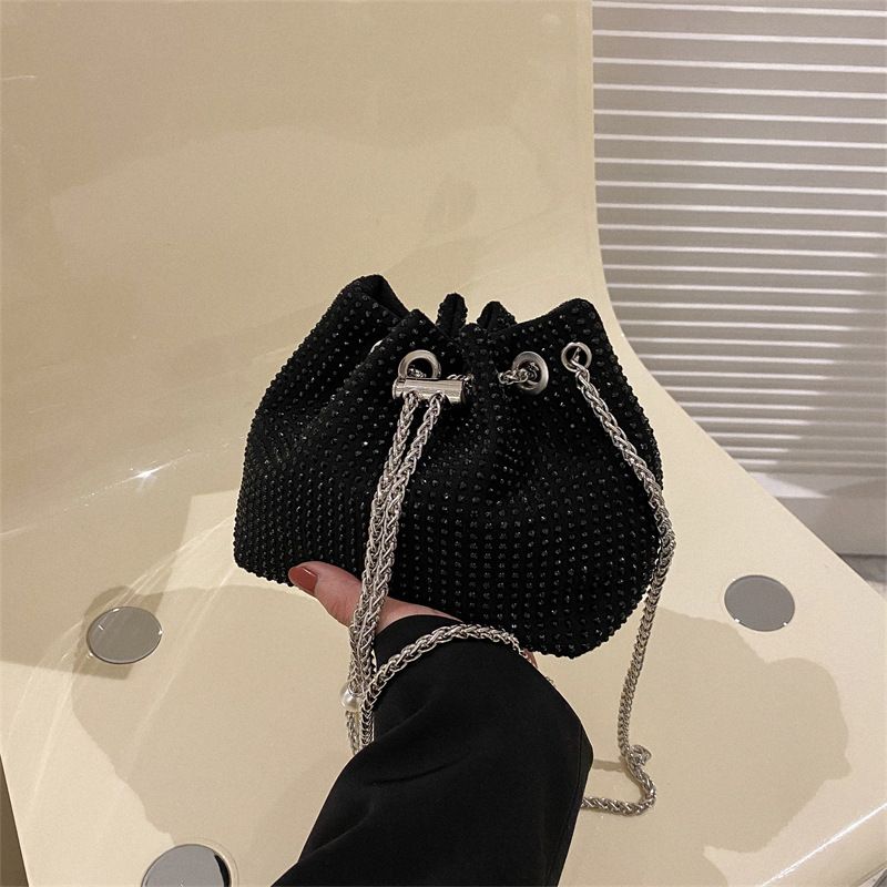 Women's Bucket Bag Russo Sparkly Diamond-set Rhinos Bag Trend Textured Sequin Chain Bucket Bag Shoulder Crossbody Bag_voghion.com