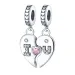 Hot Selling 925 Sterling Silver Heart-shaped LOVE Two-piece Set Pendant Valentine's Day Gift For Women Fit Bracelet DIY_voghion.com