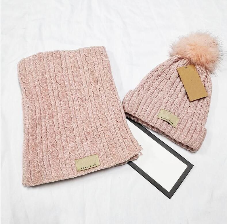 Brand Winter knitted Beanies Hats scarf sets Women Thick Warm Hat mens knit Letter Bonnet Beanie Caps Outdoor Riding Set_voghion.com