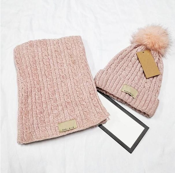 Brand Winter knitted Beanies Hats scarf sets Women Thick Warm Hat mens knit Letter Bonnet Beanie Caps Outdoor Riding Set_voghion.com