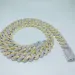 Custom Gold Plated Two Tone Miami Link 14mm 2 Row Vvs Moissanite Cuban Chain Bracelet Pass Diamond Test Men Necklace_voghion.com