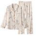 Pure Cotton Double-layer Gauze Simple Pajama Set Women's Spring And Autumn Thin Cotton Loose Loungewear_voghion.com