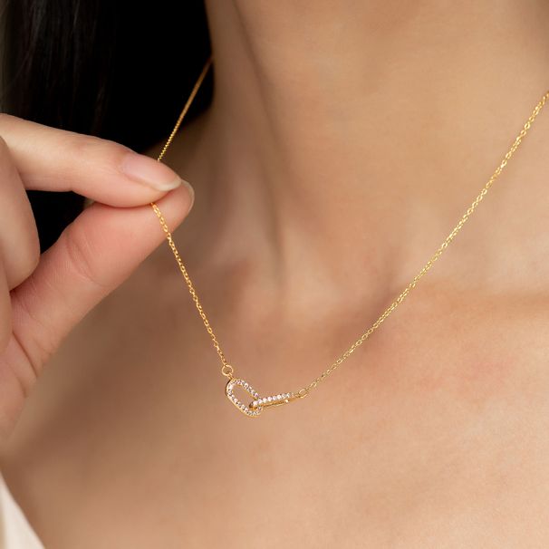 Collana in argento Sterling con micro zirconi a doppio giro, pendente geometrico, luce quadrata cava, clavicola_voghion.com