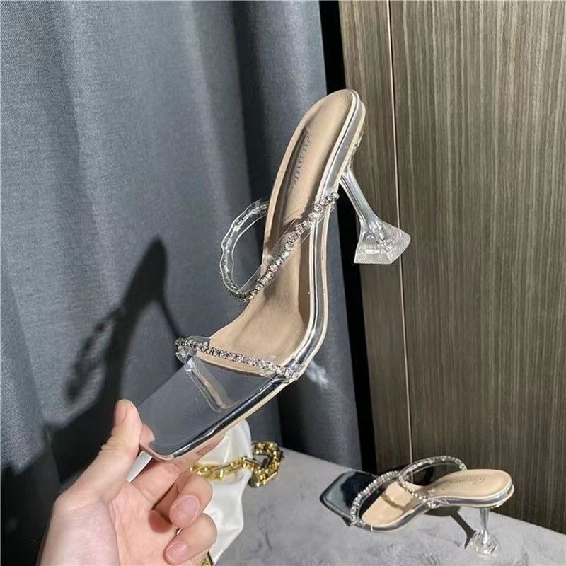 High-heeled slippers for women summer wear beautiful high-heeled sandals for women summer with chunky heels_voghion.com