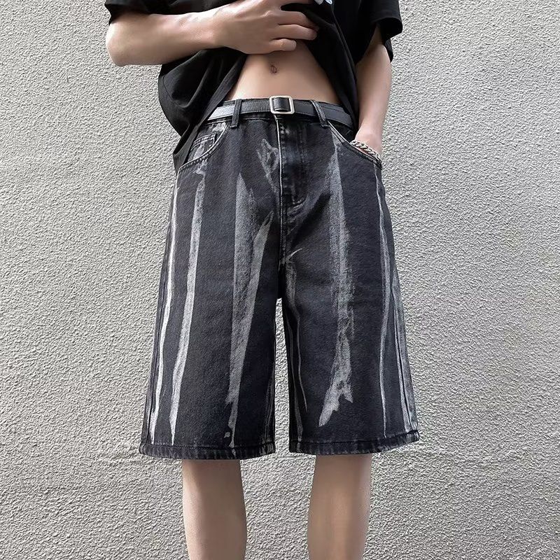 Herretøj stribede denimshorts sommer tynde amerikanske trendy mærke løse store størrelser slidstærke afslappede fempunkts shorts til overtøj_voghion.com