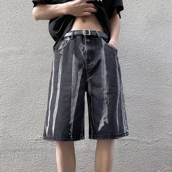 Herretøj stribede denimshorts sommer tynde amerikanske trendy mærke løse store størrelser slidstærke afslappede fempunkts shorts til overtøj_voghion.com