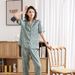 Leopard Print Satin Chiffon Pajamas Women's Short-sleeved Trousers Silk Print Loungewear Outer Wear_voghion.com