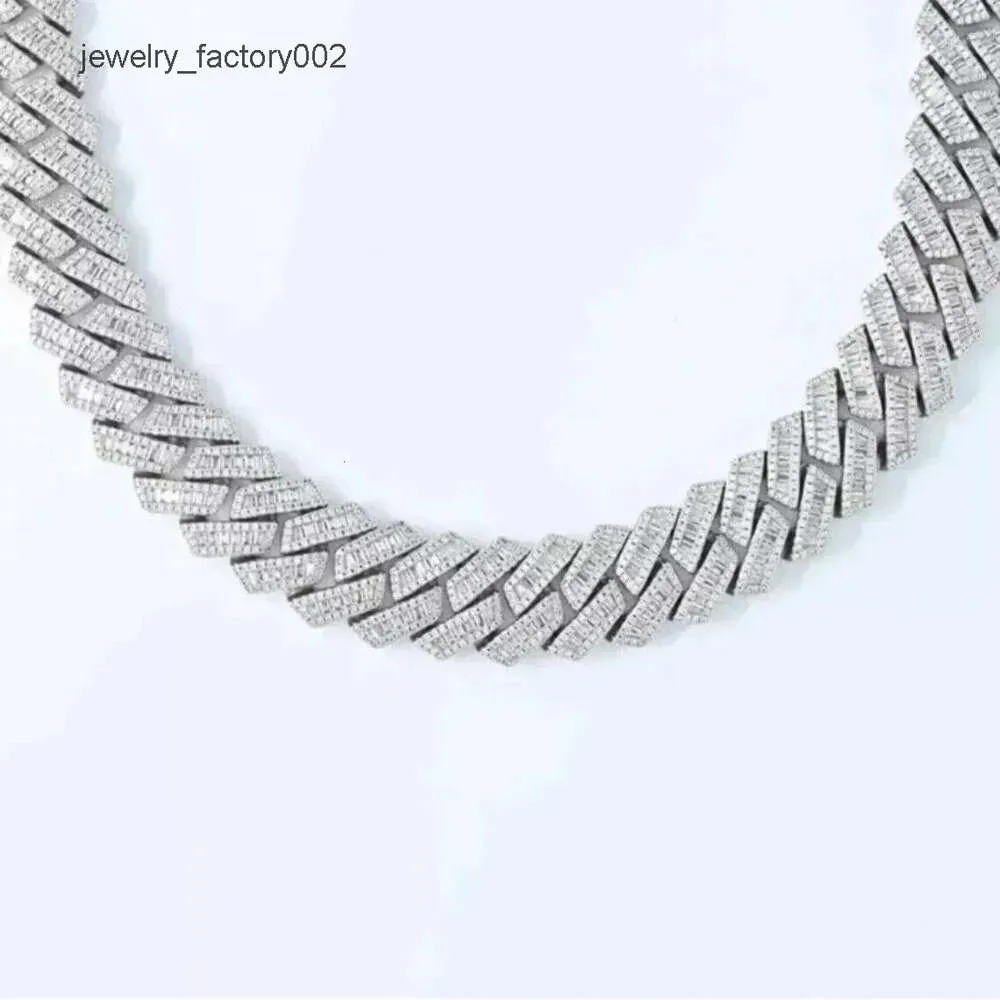 Aukščiausios kokybės 20 mm apvali ir bagetės moissanito deimantinė vyriška kubietiškos grandies apledėjusio rapperio grandinėlė, tiekiama iš Indijos_voghion.com