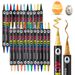 Dual-Tip Acrylic Paint Markers Set - Soft Brush & Fine Tip, Quick-Drying, Vibrant Colors For Artists, Students, Doodling & Crafting_voghion.com
