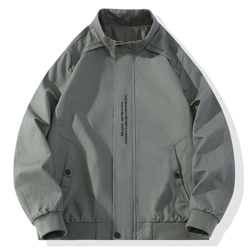 Herren-Jacke aus Baumwolle mit aufgesticktem Buchstaben und Stehkragen, lockere Größe, modische All-in-One-Jacke für Paare_voghion.com