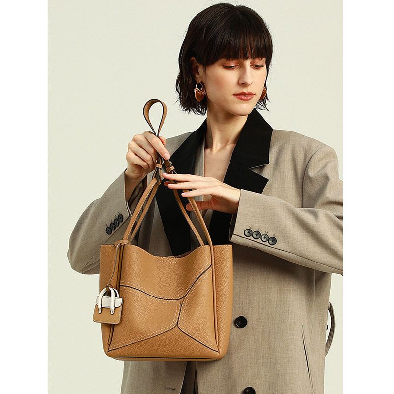 Borsa a spalla in pelle di vacchetta di grande capacità Scambio sensoriale di fascia alta da donna, borsa laboriosa, borsa a tracolla_voghion.com