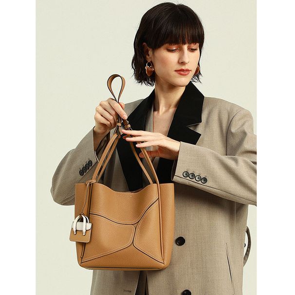 Borsa a spalla in pelle di vacchetta di grande capacità Scambio sensoriale di fascia alta da donna, borsa laboriosa, borsa a tracolla_voghion.com