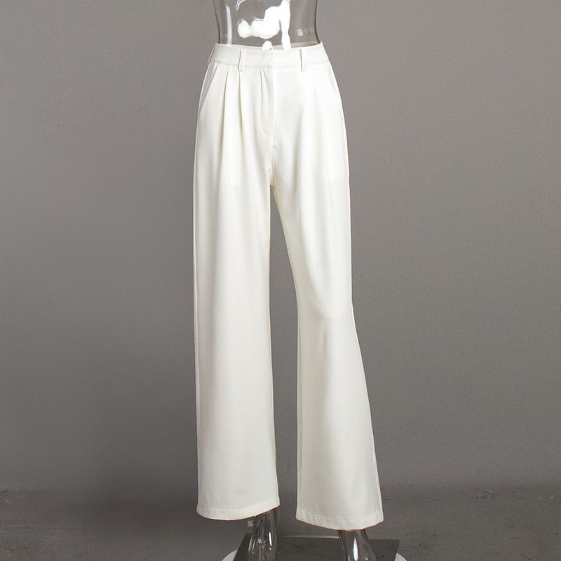 White Loose Pants Women's 2025 Autumn/Winter New High Waist Office Lady Wide Leg Pants Temperament Casual Trousers_voghion.com