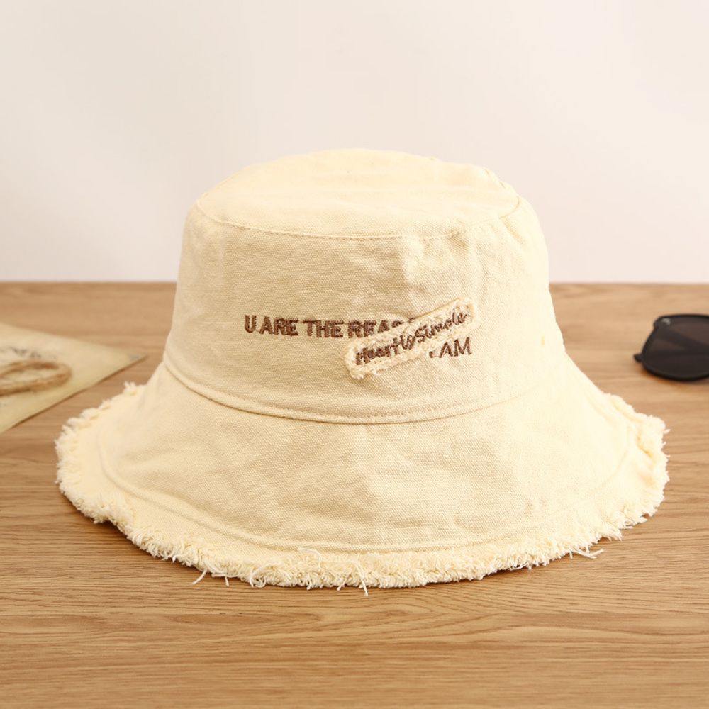Hot Sale Japanese Outdoor Soild Color Sunshade Embroidery Cotton Fashion Korean Style Cap Female Bucket Hat_voghion.com