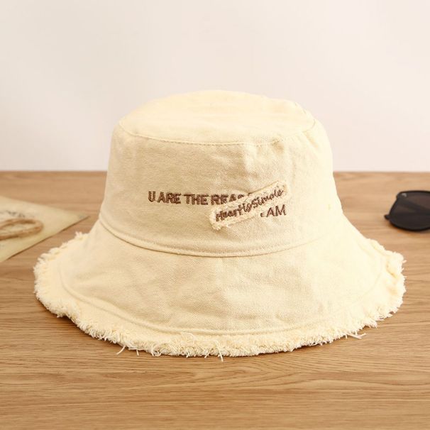 Hot Sale Japanese Outdoor Soild Color Sunshade Embroidery Cotton Fashion Korean Style Cap Female Bucket Hat_voghion.com