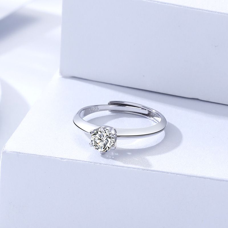 Bague de luxe légère en argent pur, style coréen, six griffes, un carat, pour femme_voghion.com
