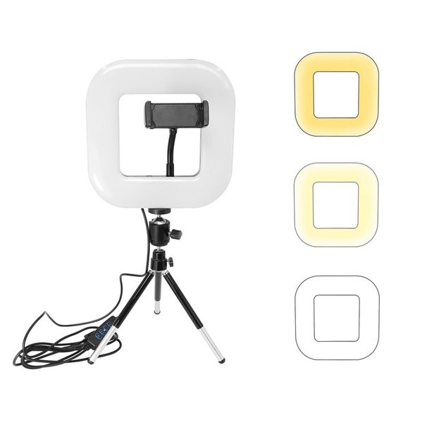 18CM 26cm Dimmbar Kamera Telefon Quadratlampe 7 Zoll Mat Mini-Stativer Fir Make-up Video Live Studio_voghion.com