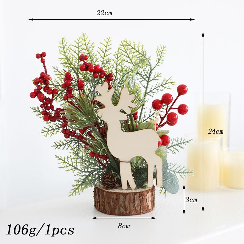 Weihnachtsdekoration, Mini-Tischdekoration, simulierter Kranz, Ornamente, Neujahrsdekoration, roter Obstbaum_voghion.com