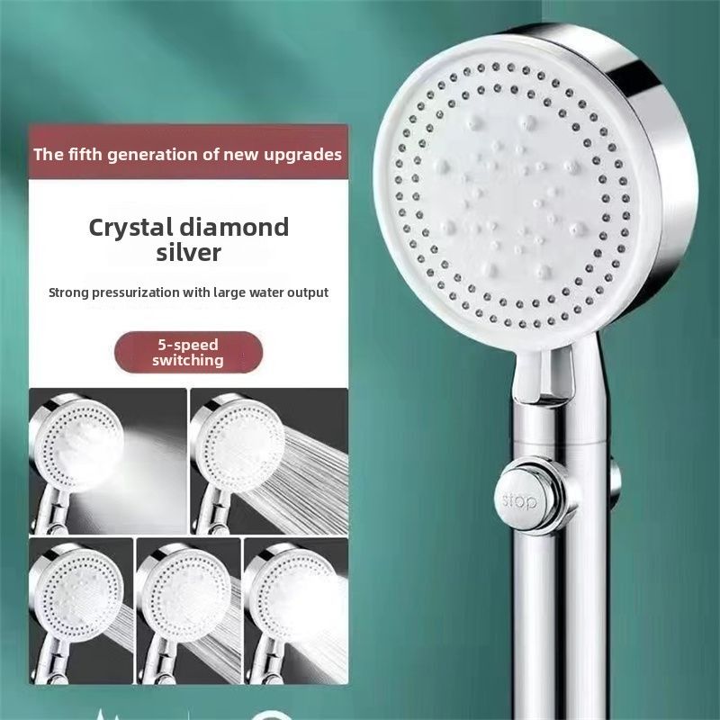 High Pressure Hand-held Shower Nozzle 6- Powerful Spray Shower Nozzle Is Set To Resist Low Pressure Water With Hose Bracket_voghion.com