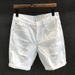 Ropa para hombre, moda callejera, pantalones cortos vaqueros blancos rotos, ropa informal de verano para hombre_voghion.com