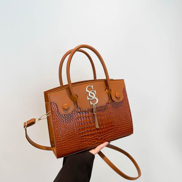 Elegante Schultertasche aus PU mit Krokodilprägung und Quastenverzierung – Geräumige Unterarmtasche für Damen, stilvoller und funktionaler Begleiter für jeden Tag_voghion.com