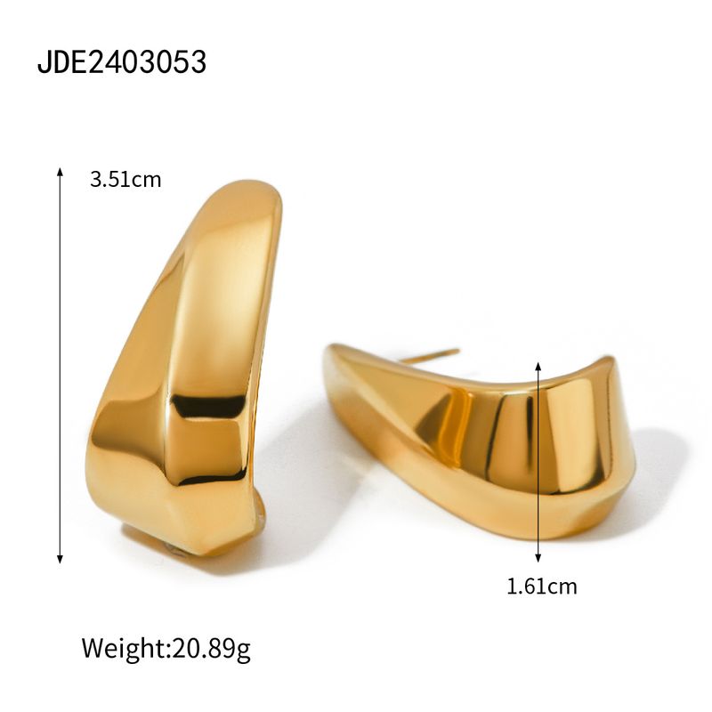 Instagram Cool Wind Oro Acciaio Inox Gancio a forma di maglia Rosso Stesso Stile Geometrico Titanio Acciaio Orecchini_voghion.com