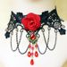 Hot selling lace jewelry Halloween red rose crystal necklace earrings 3-piece set,Fashion sexy lace_voghion.com